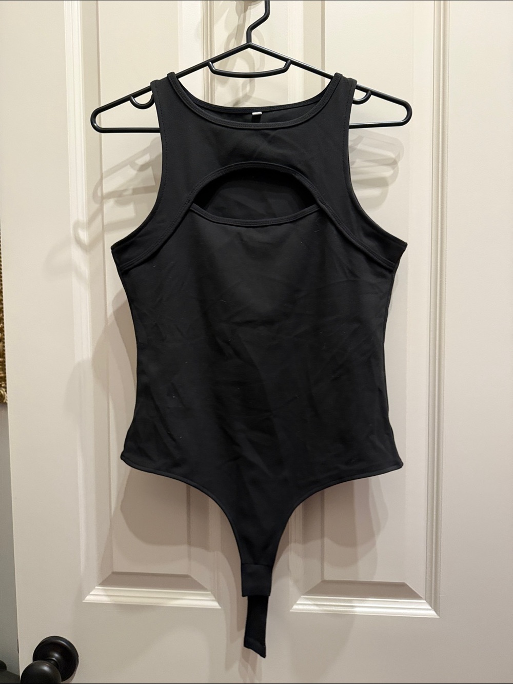 Black Women's High-Neck Cutout Bodysuit